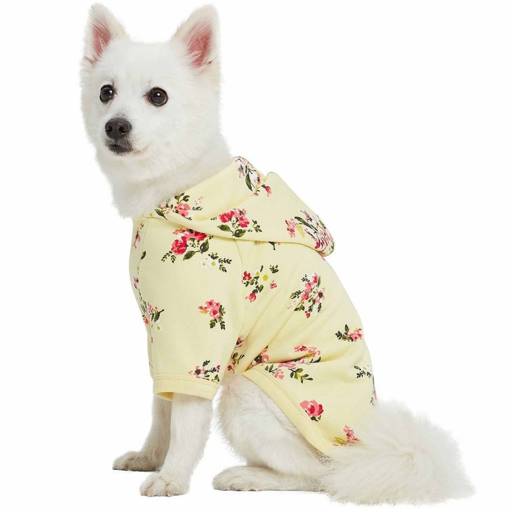 Blueberry Pet Floral Pet Dog Hoodie - Pastel Yellow Size SMALL